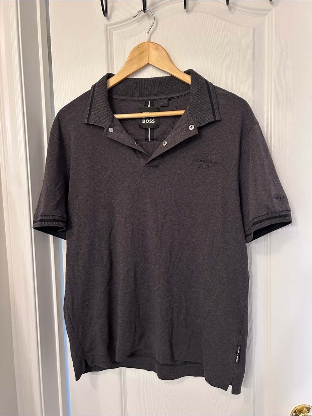 PORSCHE X BOSS Men’s Dark Charcoal Polo Shirt
